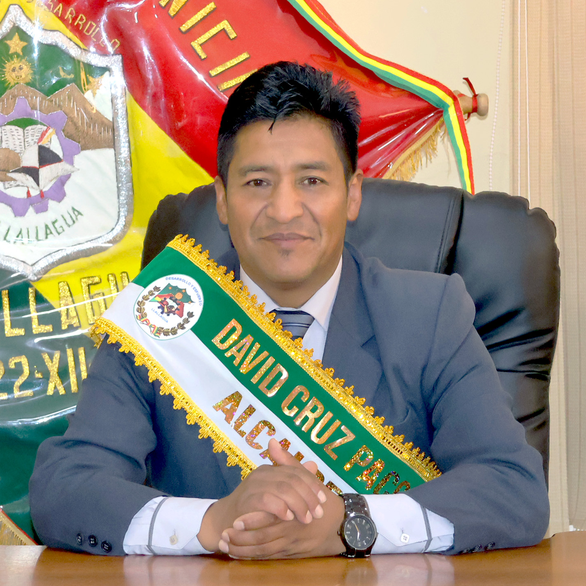 Retrato de David Cruz Paco, Alcalde Municipal de Llallagua